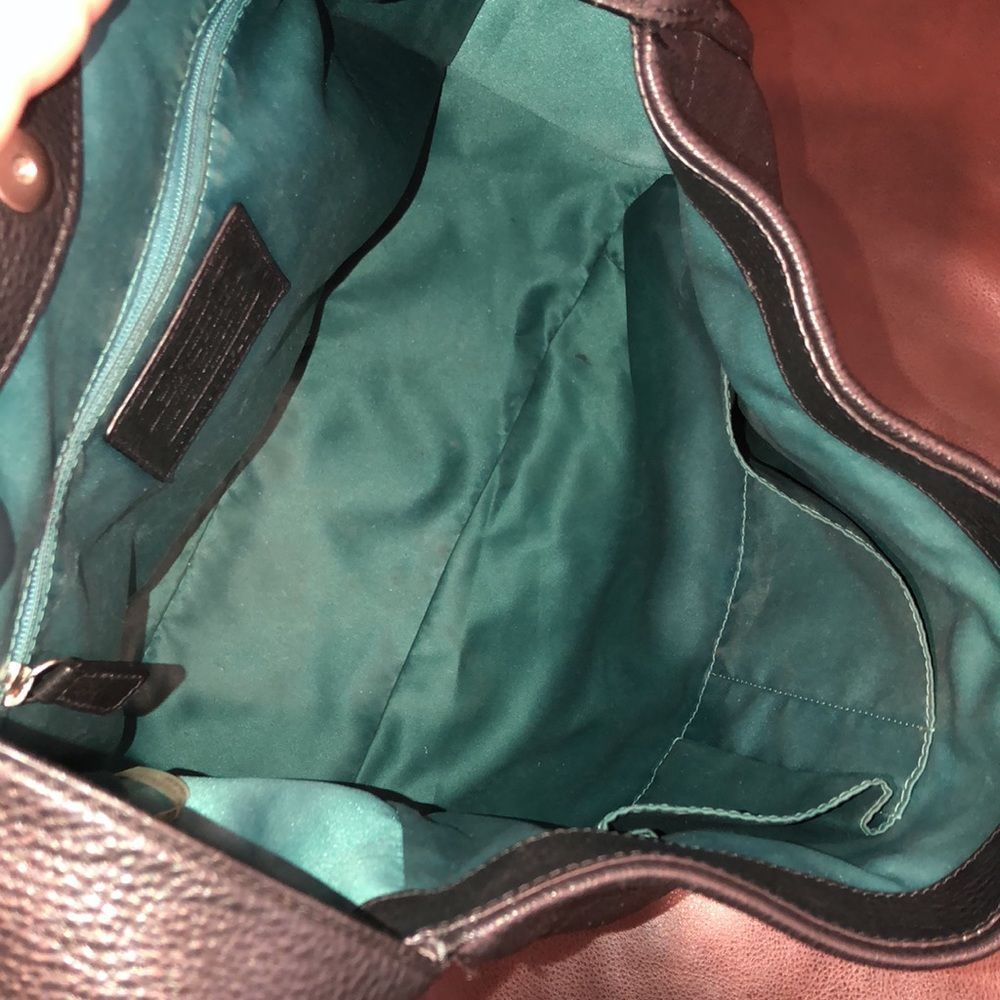 Vintage COACH Avery Black Tumbled Leather Shoulder Bag 
Teal Lining - Picture 7 of 17